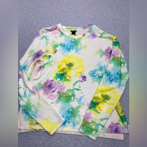 Dolce‎ Vita Anthropologie Floral Long Sleeve Spring Knit Blouse SZ Large D0121